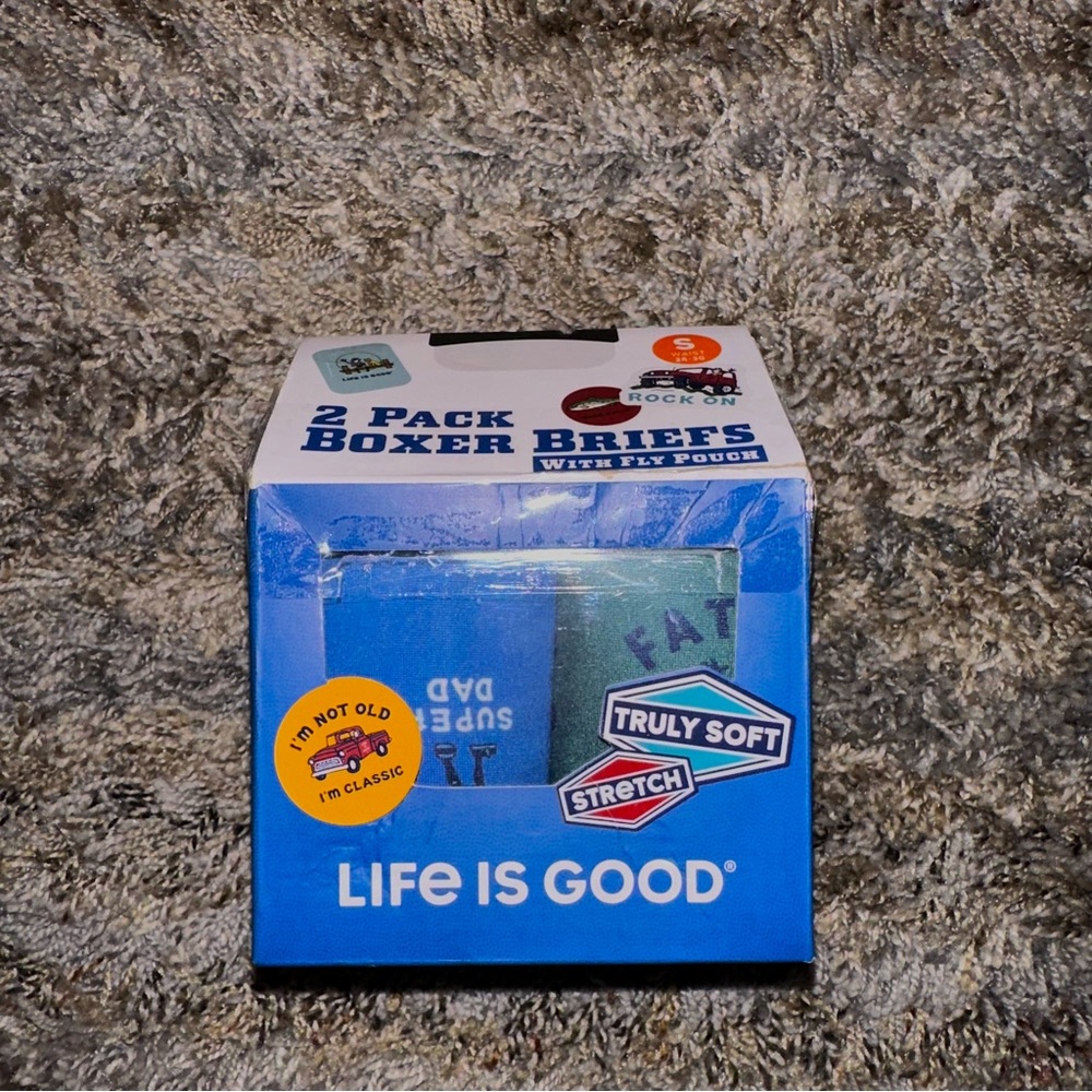 LIFE IS GOOD 2 Pack DAD Boxer Briefs W/Fly Pouch Size S NEW In Gift Box